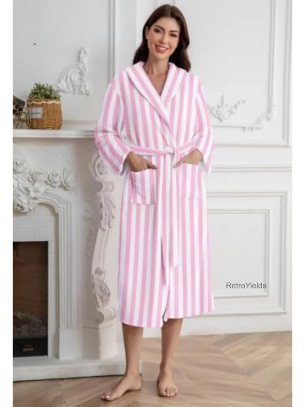 Kids Fleece Bathrobe Shawl Collar with Belt and Pockets Girls Boys 2-15